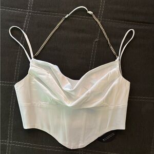 White Satin Corset Top